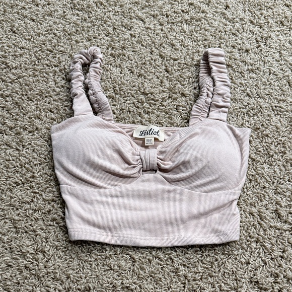 Dry Goods Tops - Dry Goods Light Pink Ruched Crop Top